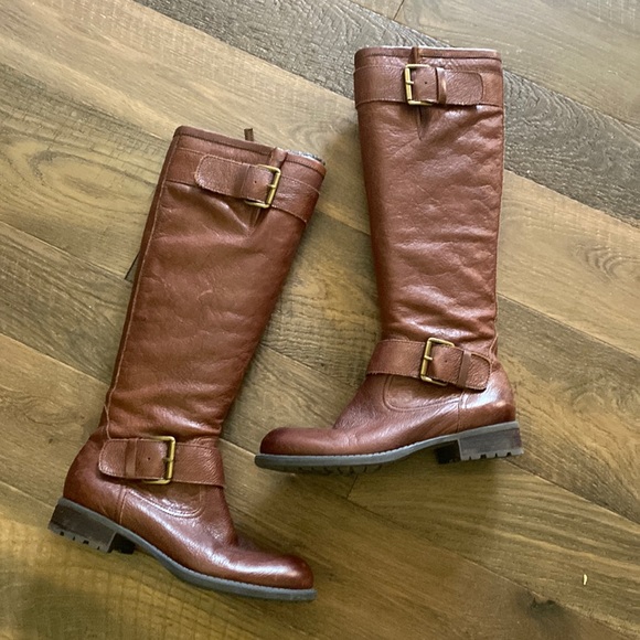 Franco Sarto Shoes - Franco Sarta leather boots with saddle strap buckles